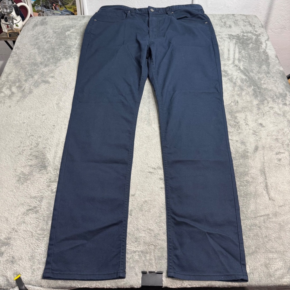 Prana Slim Fit Pants Mens 36x32 Navy Blue Cotton Blend Stretch 5-Pocket Chino